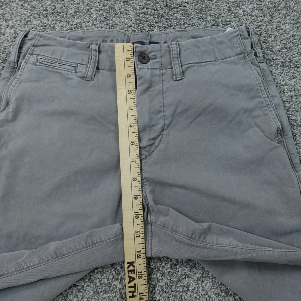American Eagle Pants Mens 30X34 Gray Chino Trouser Straight Stretch Flex Preppy
